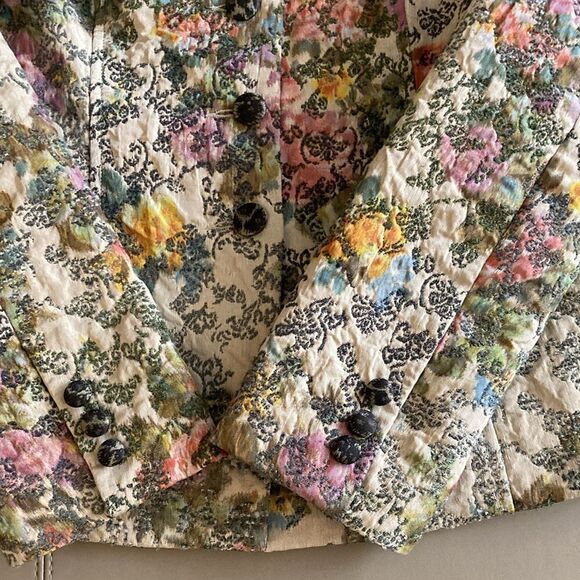 Renee DuMarr Women’s Floral Embroidered Fitted Blazer w/Animal Print Collar. - Picture 6 of 10